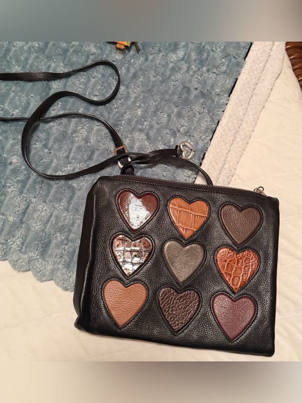 Brighton Black Crossbody Bag with Multi-Heart Accents & Accessories
